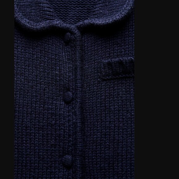 NWT ZARA KNIT CARDIGAN WITH ELBOW-LENGTH SLEEVES NAVY BLUE - Picture 2 of 6